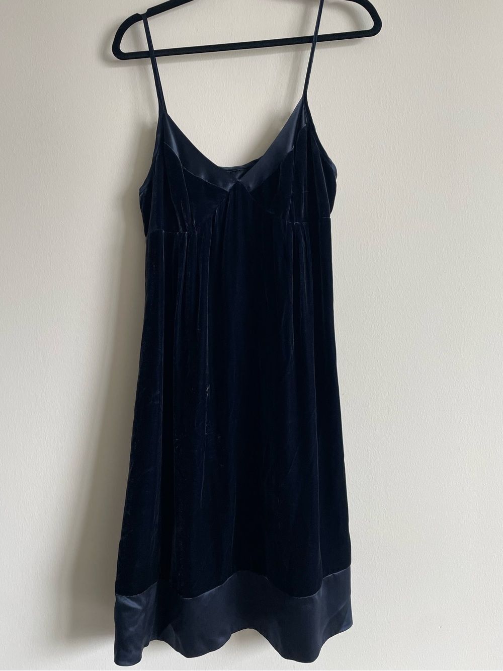 GAP Y2K Babydoll Slip Dress Navy Blue Whimsigoth Silk Velvet